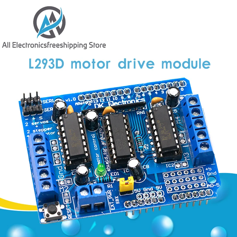 1 шт. L293D Щит двигателя двойной для arduino Duemilanove плата расширения управления