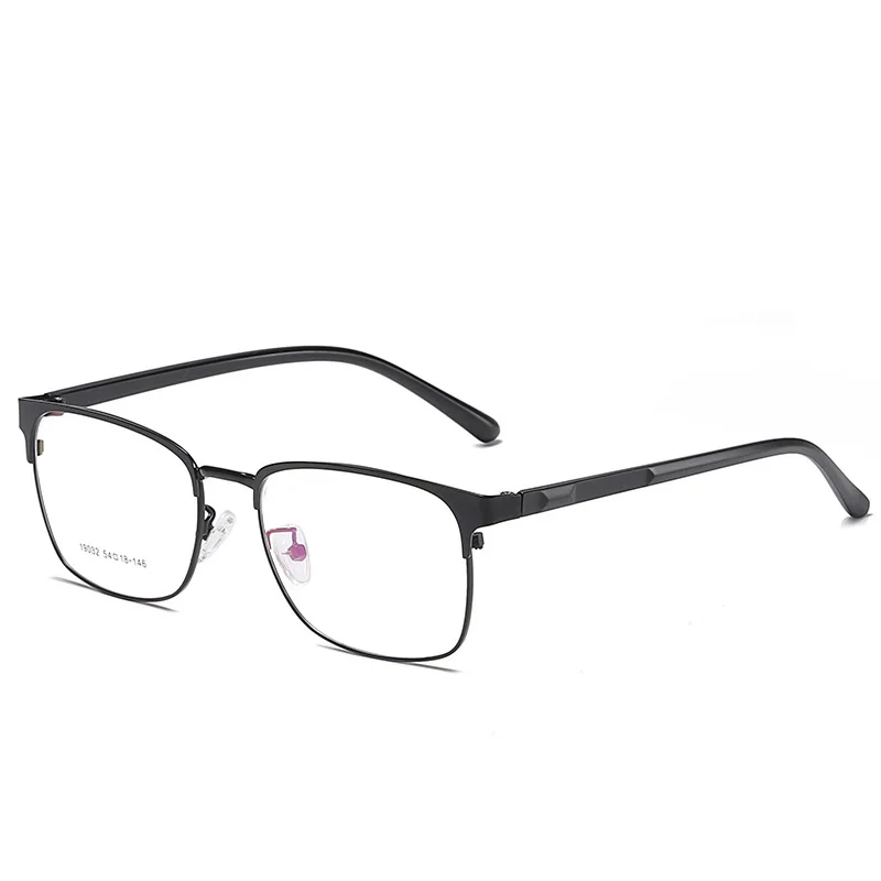 Brand New Men Square Glasses Frame Fashion Business Optical Eyewear Black Alloy Flexible Eyeglasses TR90 Myopia Clear Spectacles - Цвет оправы: Black