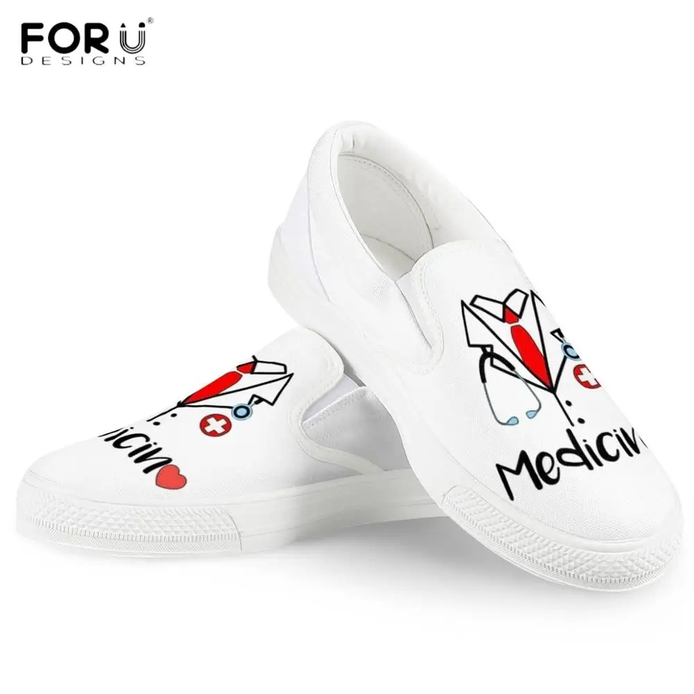 FORUDESIGNS; женские слипоны с милым рисунком доктора/лекарств; Повседневная модная обувь на плоской подошве; женская обувь для кормления