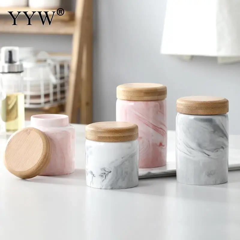 Kitchen Jars Storage Bottles Nordic Kitchen Sorting Food Storage Container Grains Nut Cans For Storage Marble Ceramic Sugar Bowl