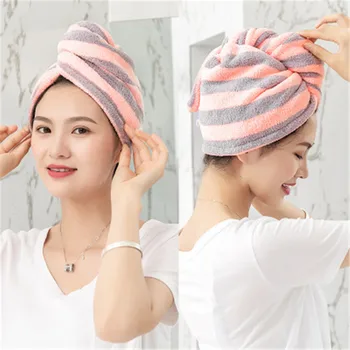 

Shower Cap Towel Hair Dry Quick Drying Lady Wrap Hat Soft Microfiber Bath Towel Bathing Tools