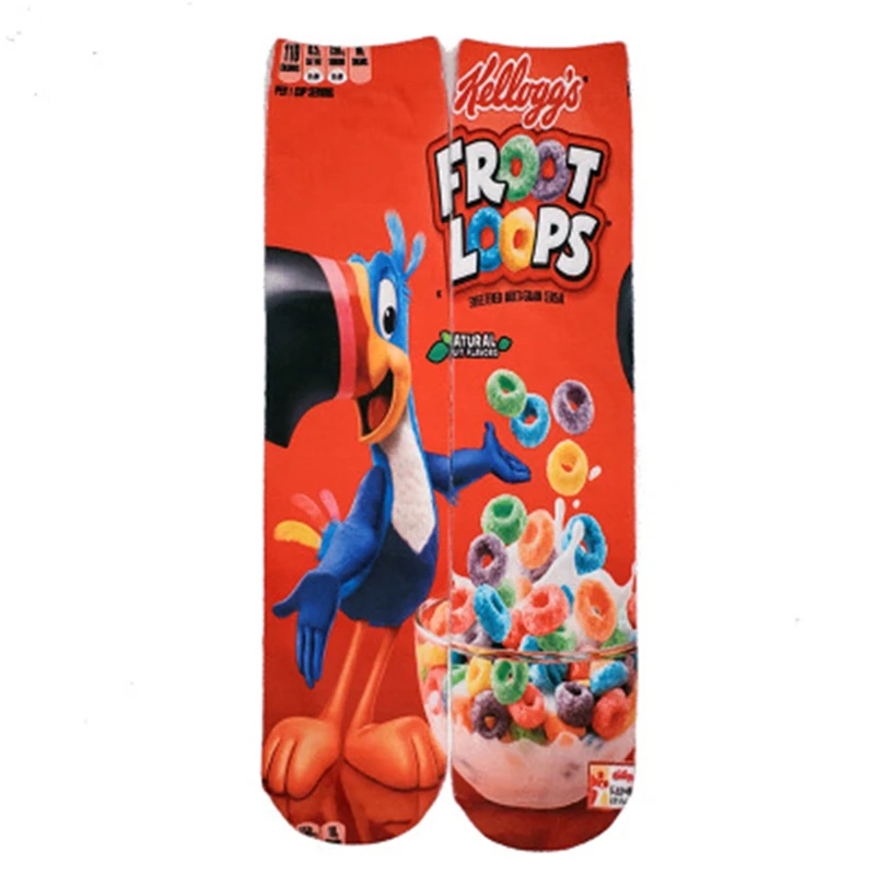 26 Women's Creative Happy Foods Potato Chips Printing Snack Candy Knee Socks Funny Harajuku Casual Cotton Fashion Long Socks - Color: 26