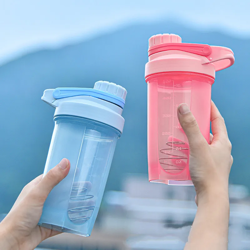 400ml / 500ml beverage water bottle plastic leak proof sports bottle protein shake bottle water bottle beverage cup