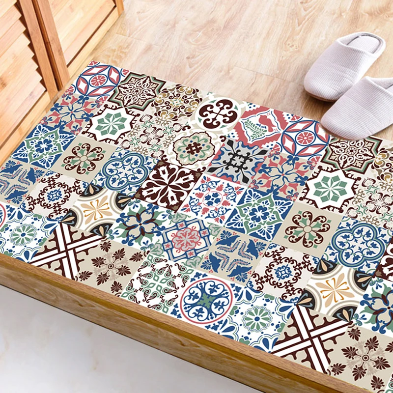 30Pcs PVC Waterproof Self-Adhesive Wall Stickers Moroccan Style Furniture Kitchen Bathroom Floor Decorative Tile Stickers