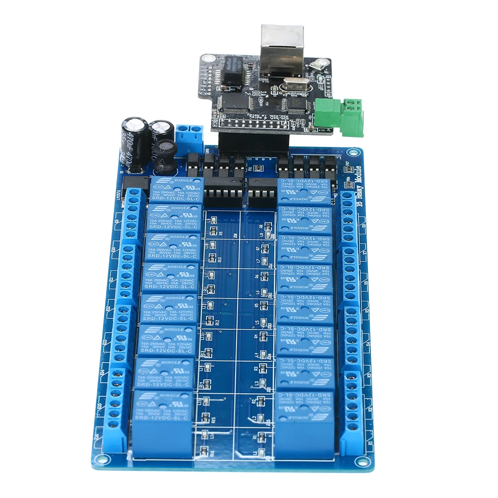

Ethernet Control Module Lan Wan Network Web Server RJ45 Port 16 Channel Relay Is Ethernet controller board.RJ45 interface