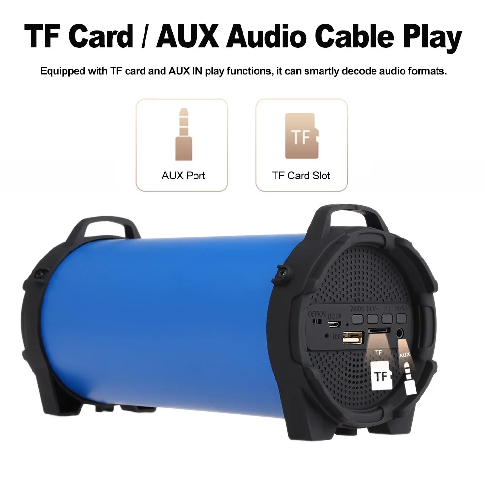 Беспроводной Bluetooth динамик открытый Soundbox 10 Вт стерео Бас Сабвуфер Поддержка FM радио TF U Drive AUX IN W/Mic лямки