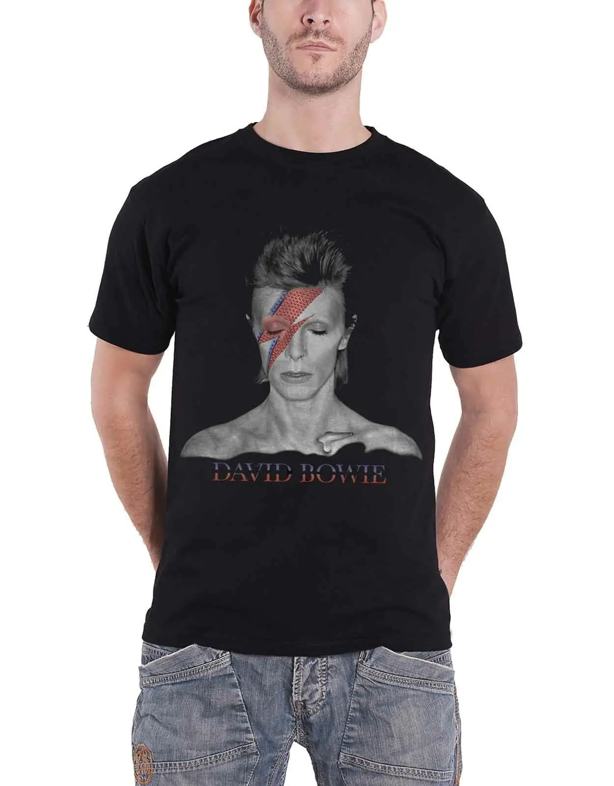 Футболка David Bowie мужская с контрастным логотипом новинка Черная|Футболки| |