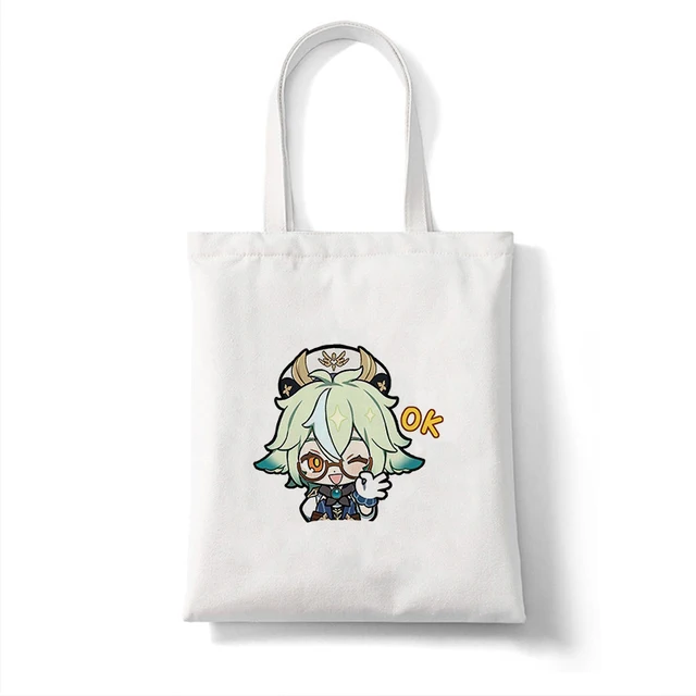 Canvas Bag Shopper Bag Genshin Game Kawaii Anime Shopping Bags Handbags Shoulder Bag Casual Handbag Women High Capacity Eco Bag B360U