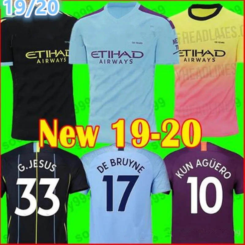 Футбольная Футболка «Манчестерский город» JESUS DE BRUYNE KUN AGUERO MAHREZ G. JESUS BERNARDO SANE SILVA 19/20 футболка для взрослых