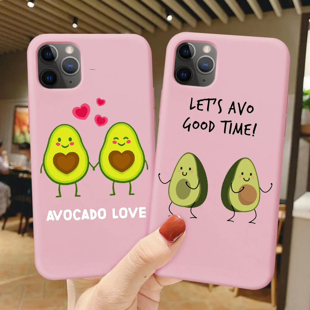 Милый чехол с рисунком авокадо для iPhone X XR XS MAX Pro 6 6S Plus 7 7Plus 8 8Plus розовый матовый