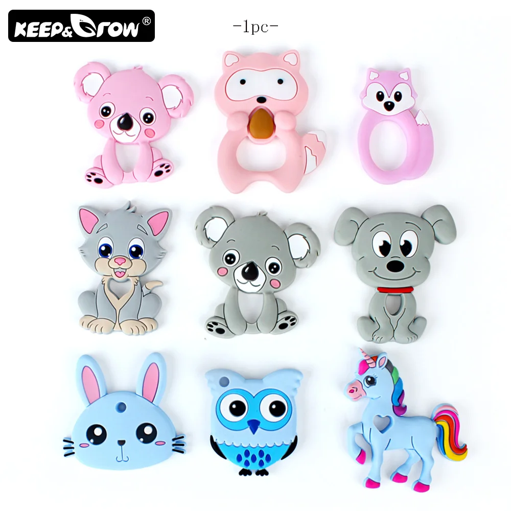 Keep& Grow 1 шт. Детские Прорезыватели BPA Free мультфильм Животные силиконовый Прорезыватель для зубов ожерелье DIY силиконовая соска с бусами цепочка