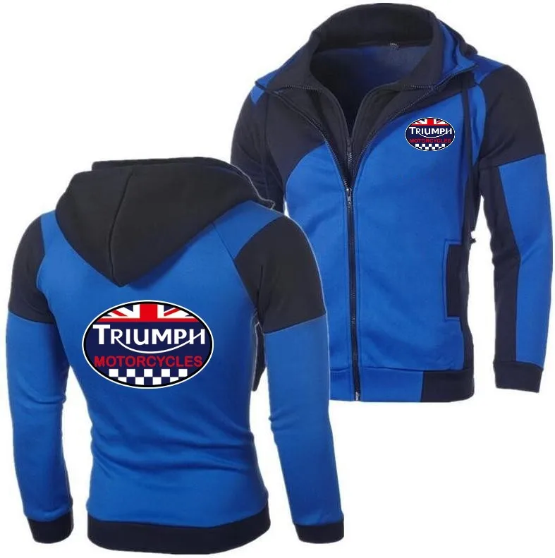 Мотоцикл «Триумф» одежда мужская с длинным рукавом Цвет Соответствующие с капюшоном мужская Тонкая куртка Толстовка Размер: M-3XL - Цвет: Front and back