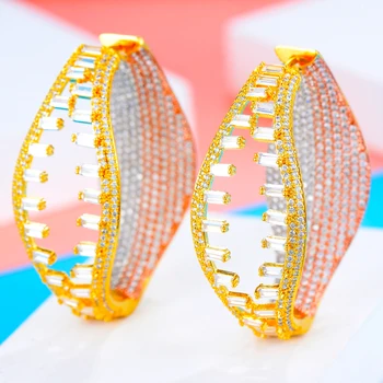 

GODKI Statement Big Wide New Design Hoop Earrings For Women Wedding Cubic Zircon CZ Dubai Bridal Earring Fashion Jewelry 2020