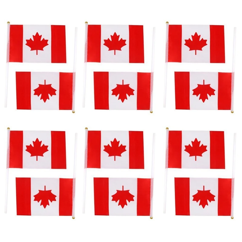 Best 24X Hand Waving Australia/ Canada National Flags Plastic Poles 21 x 14cm