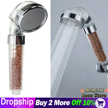 

HOT Stream Handheld Shower Head With Negative Ion Activated Ceramic Balls Shower Bath Head Adjustable 3 Mode High Pressure Stone