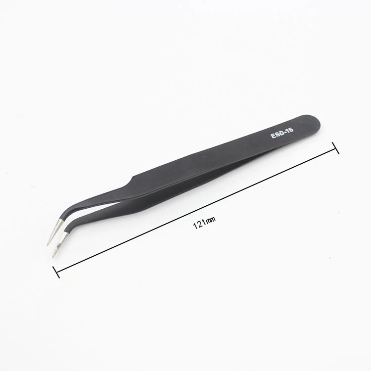 Anti-static ESD Stainless Steel Tweezers 1/6 PCS Maintenance Tools Industrial Precision Curved Straight Tweezers Repair Tools
