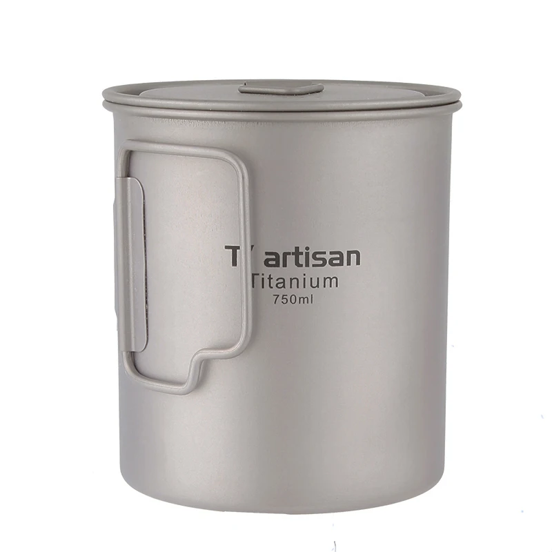 750ml Tiartisan Ультралегкая титановая кружка портативная походная кружка для воды с складной ручкой 300 мл/350 мл/550 мл/650 мл - Цвет: 750ml