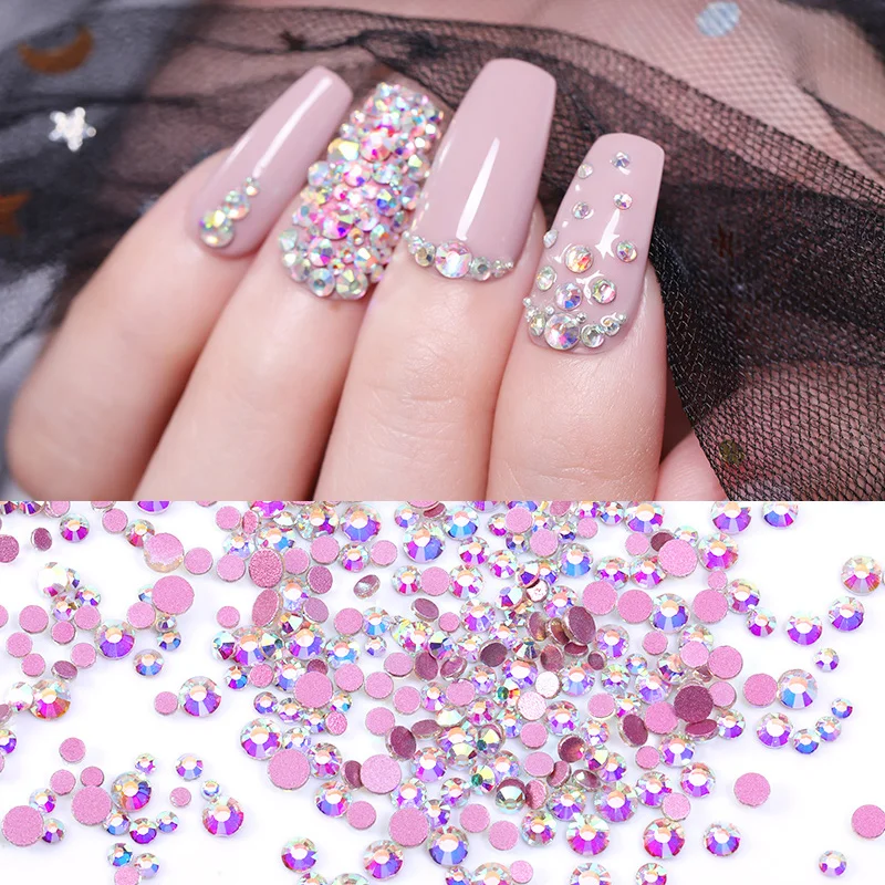 1 Bag Multi-size Glass Nail Rhinestones For Nails Art Decorations Crystals Strass Charms Partition Mixed Size Rhinestone