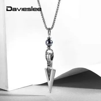 

Men's Necklace Stainless Steel Arrow Pendent Necklace for Boys Bead Leather Adjustable Fashion Jewelry Dropshipping DDNM26