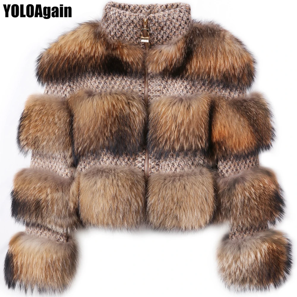 Женская куртка YOLOAgain из натурального меха Женское пальто с воротником стойкой