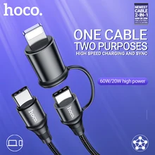 Hoco kabel 2in1 60W USB-C Typ-C für Blitz PD 20W data schnelle ladekabel schnell ladegerät draht für Macbook iPad iPhone laptop