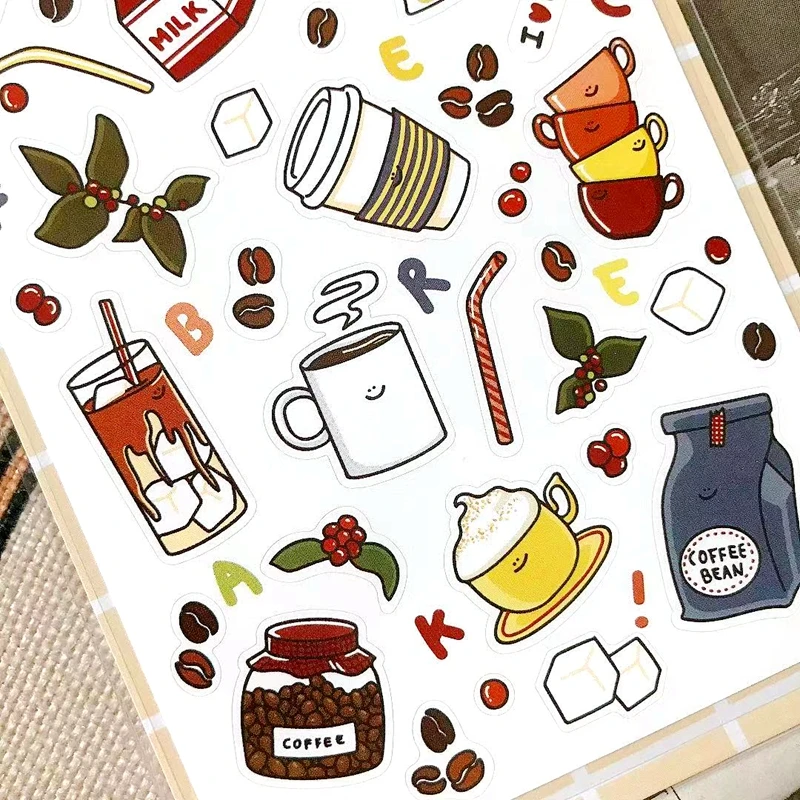 Korea Bonito Coffee Break Stickers Aesthetic Scrapbooking Material Milk Mug Bean Cutting Die Journal Sticker Stationery Supplier Stickers Aliexpress