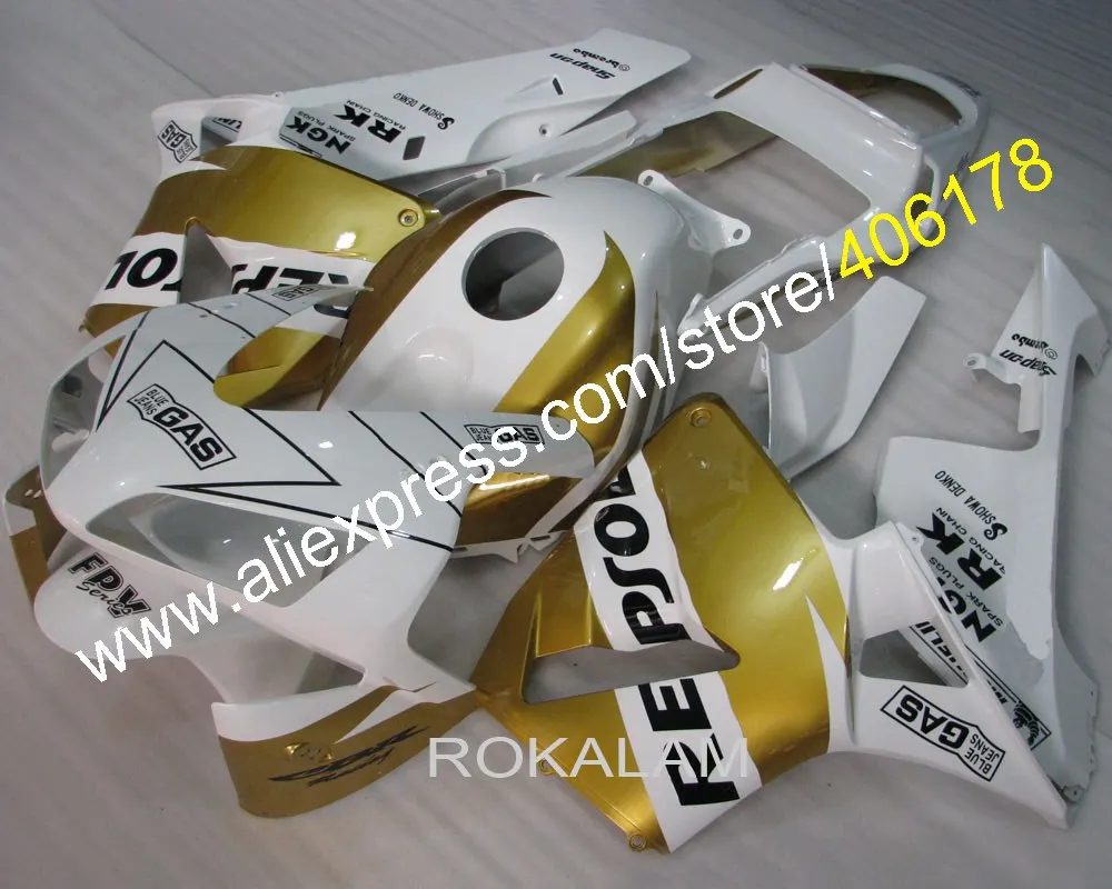 Корпус для Honda F5 CBR600RR 03 04 CBR600 RR CBR 600RR 600 2003 2004 белый золотой комплект обтекателей