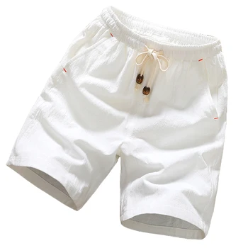 

Summer Men's Linen Blend Shorts Men's Thin Casual Large Size Simple Knee Length Shorts Asian Size M-5XL Q6406