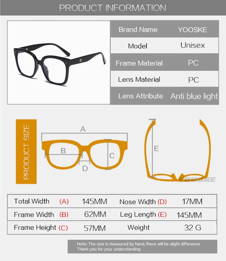 glasses to protect eyes from screen YOOSKE Oversized Square Eyeglasses Frames for Women Men Anti Blue Light Glasses Frame Optical Computer Eyewear glasses to protect eyes from screen