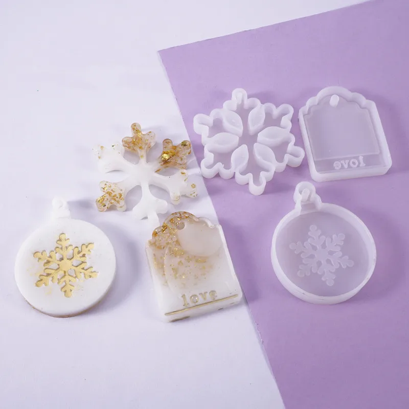 DIY Crystal Silicone Mold Snowflake Christmas Craft DIY Epoxy Resin Molds Pendant Jewelry Silicone Mold For Resin silicone snowflake epoxy resin molds pendant silicone casting resin mold for diy jewelry making findings supplies accessories