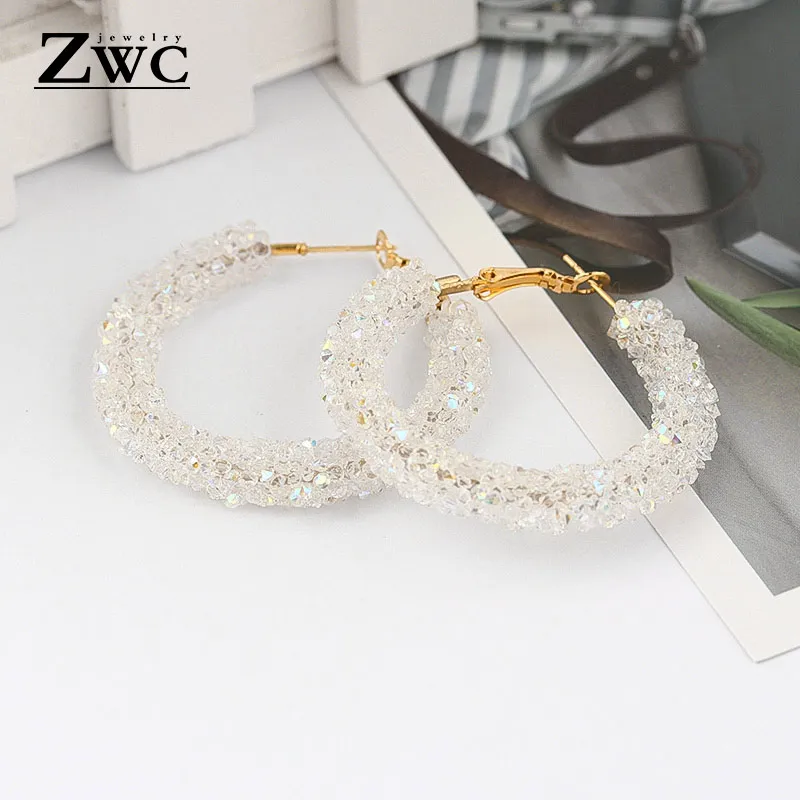White ZWCX Модные Винтажные корейские разноцветные циркониевые Висячие серьги для женщин, девушек, Помолвочные вечерние серьги со стразами бижутерия - Окраска металла: White