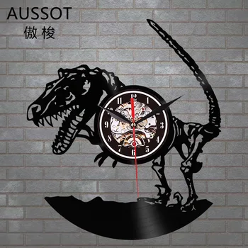 

Vinyl Wall Clock Hot Selling Gramophone Record Vintage Tyrannosaurus Rex Dinosaur Hanging Clock