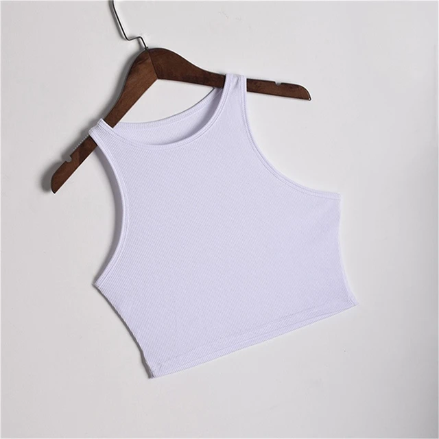 White Knitted Round Neck Women T-Shirt Sexy Sleeveless Camisole Crop Top  Woman Tight Stretch Tank Top Ladies Tee Top Streetwear - AliExpress