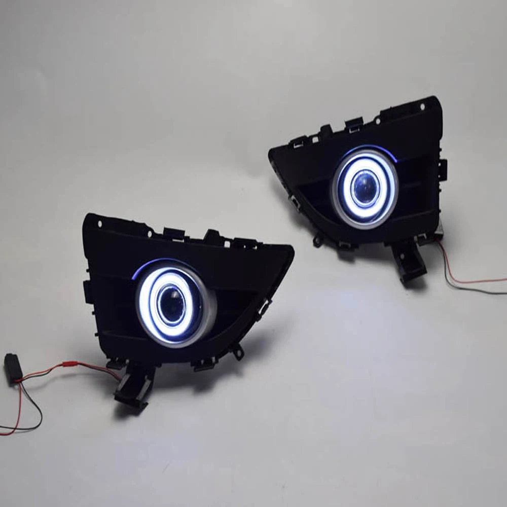 Angel Eye для Mazda 5 2008-2010 DRL Светодиодный дневной ходовой светильник, галогенный противотуманный светильник, объектив проектора и чехол для противотуманной фары