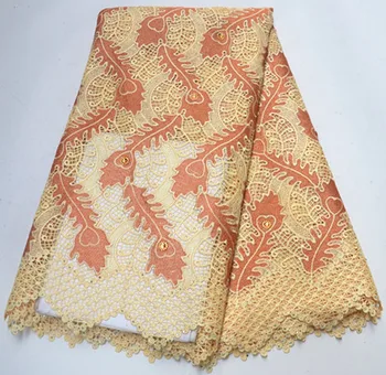 

african lace fabric 2019 high quality gold guipure lace fabric african cord lace fabric 5yards nigerian lace fabrics PS-Q241