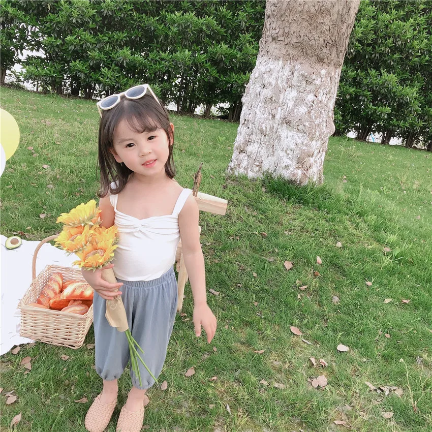 Roupas de Verão Algodão sem Mangas Crianças Novas Meninas Colete Bebê Elástico Cabresto Topos Menina Moda Estilingue Roupas 2020 32 algodão sem mangas colete bebê crianças elástico