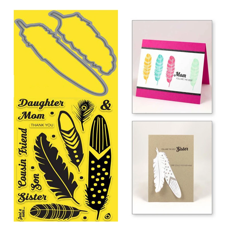 

Eastshape Feather Metal Cutting Dies Letter Clear Stamps Scrapbooking For Making Cards Decorative Embossing DIY Crafts Stencils