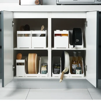 

Kitchen Cabinet Storage Box Plastic Sundries Classified Containers Home Office Desk Basket Bathroom Large Capacity Organizer