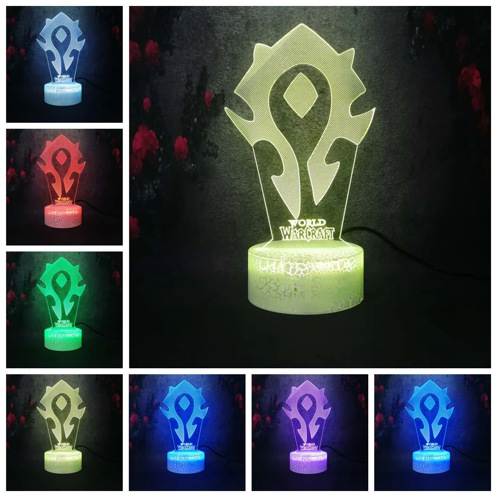 2019 Новый WOW World of Warcraft игра Signage логотип многоцветная вспышка визуальная изменение