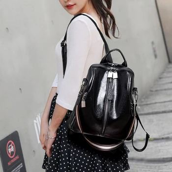 

Multifunctional Bag Female Backpack Travel Backpack School High Quality Pu Leather Women Computer Shoulder