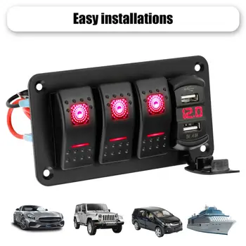 

Waterproof Car Accessory Rocker Switch Parts Universal 4-Gang Toggle Panel
