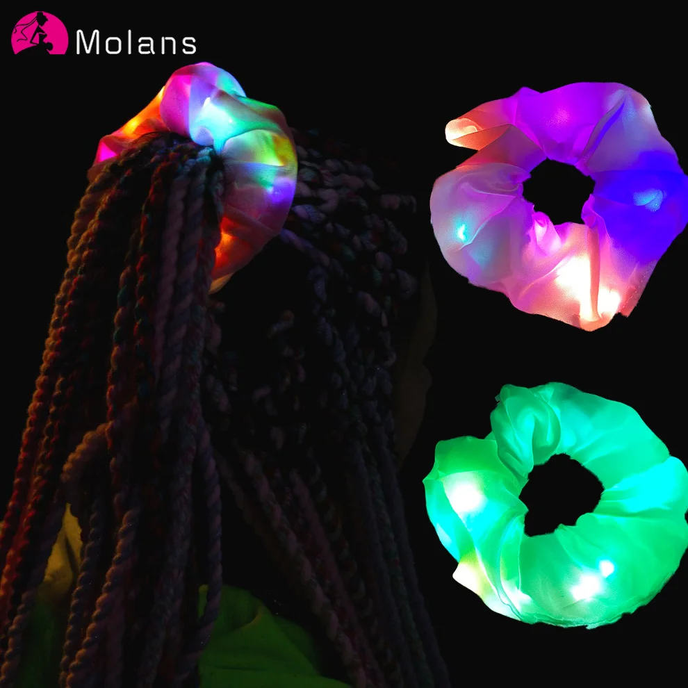 Molans Led Luminous Scrunchies Hairband Women Elastic Hair Bands Girls