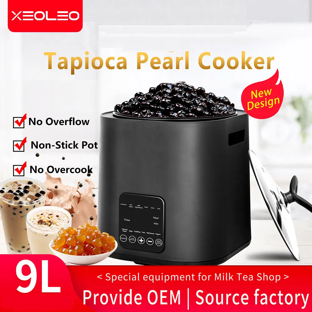 XEOLEO Tapioca Cooker Boba Cook Machine Non-Stick Pan 9L Milk Tea Bubble Pearl 1300W Amber Pearl Pot Sago/Taro/Red Bean Cooker