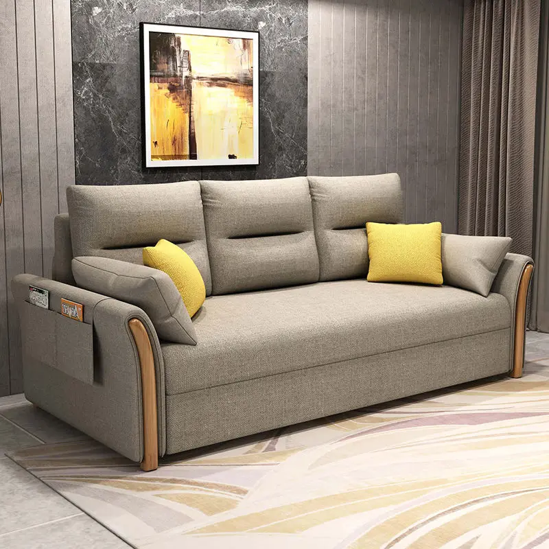 

Chinafurniture modern multifunctional fabric foldable solid wood sofa bed living room small apartment dual purpose