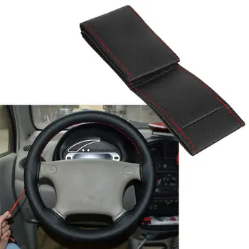 

Black+Red Steering Wheel Cover PU Steering Wheel Cover Reliable Duable