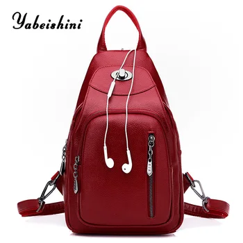 

women Multifunctional shoulder bag Chest bag Shoulder straps can be combined leather backpack school bags for teenage sac a dos