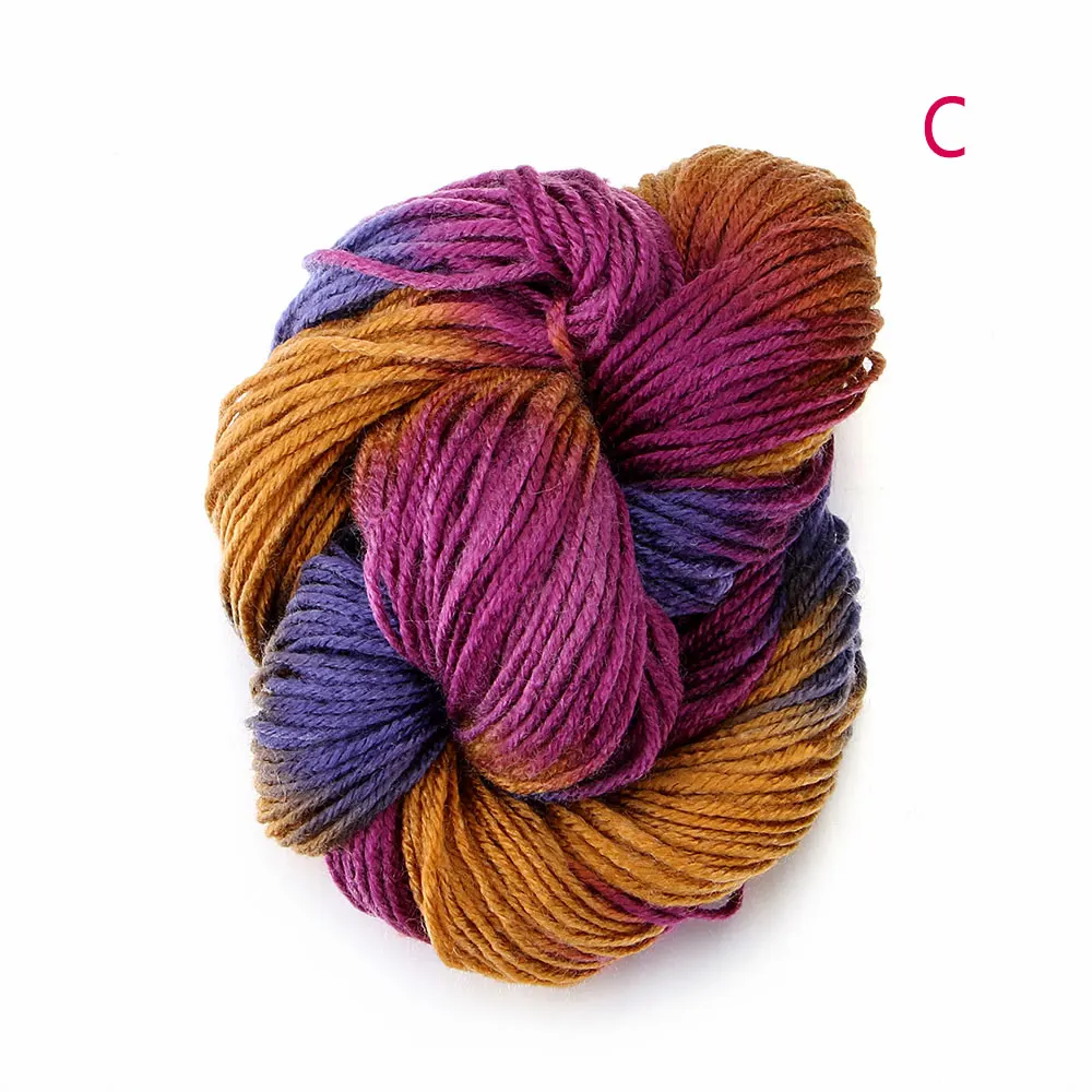 1PC Soft Anti-Pilling Dyed Yarn Ball Crocheting Accessory Multi-colored Polyester AcrylicYarn Fibre Knitted Carded Threads Thick - Цвет: C