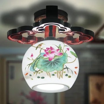 

Retro Chinese classical art Jingdezhen ceramics ceiling lamp bedroom study hallway balcony aisle corridor decor light YHJ020715