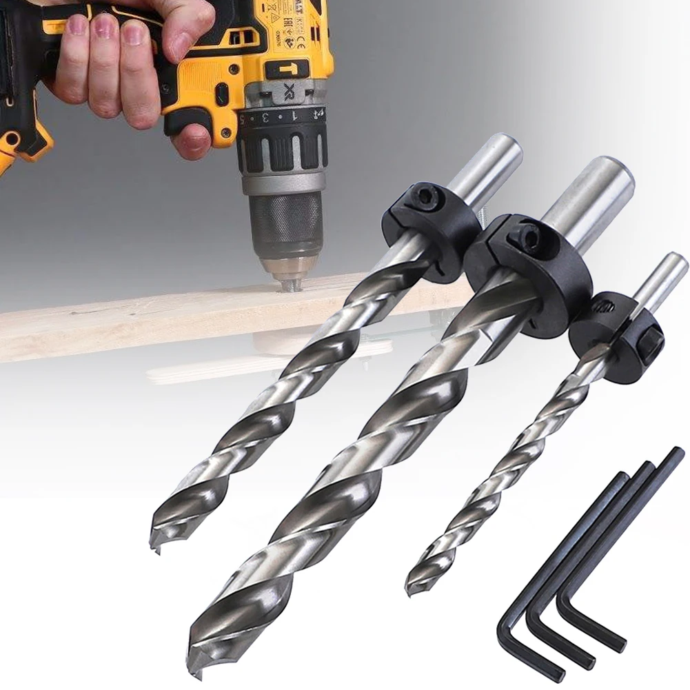 

3pcs Hex Shank Positioner Locator Power Tools High Speed Steel Rotary Guide Drill Bit Set Oblique Hole Professional With Wrench