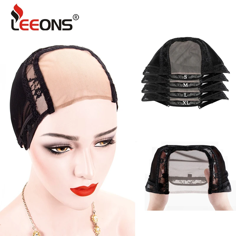 Leeons-peluca con malla frontal para mujer, postizo profesional de 4x4 con visera ajustable y parte en U, envío directo